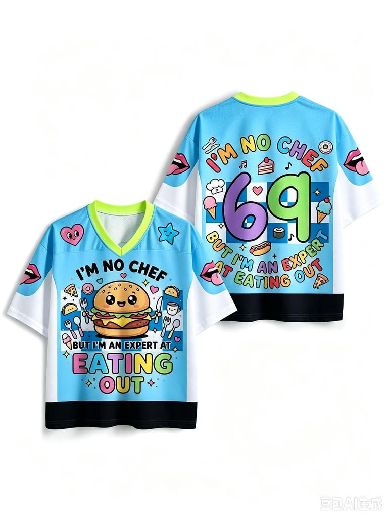 Cute and Fun Hamburgers3DPrint Quick-dry Breathable Sports Men Women Vneck Loose Tshirt Fashionable Street Y2K Parental Clothing