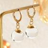 European and American Transparent Glass Spherical Pendant Earrings for Women Simple Metal Circle Ear Buckles Earrings Jewelry