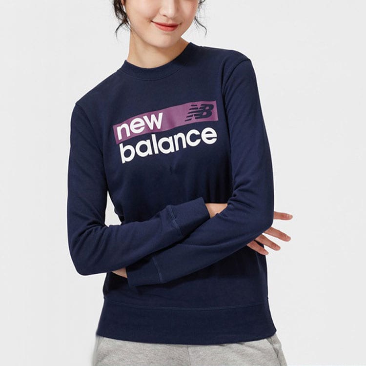 New Balance Lifestyle Casual Sweatshirts Women's Navy Blue Crew Neck Moderate Regular WT03804-PGM