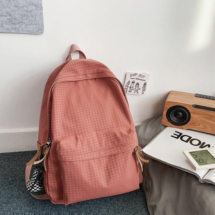 

Simple solid color dark pattern large capacity schoolbag female college student backpack junior high school student high school girl wide should single pack арбуз красный