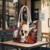 Skull Rocket Floral Fashion Shoulder Bag Cool Trendy Street Daily Tote Bag Unique Casual Grocery Bag