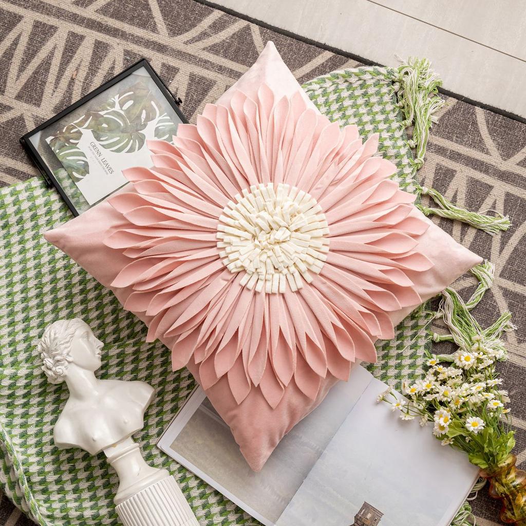 European and American Light Luxury Ins Style Hug Pillow with Daisy Flower Handmade Splicing Backrest Pillow New Backrest Cushion