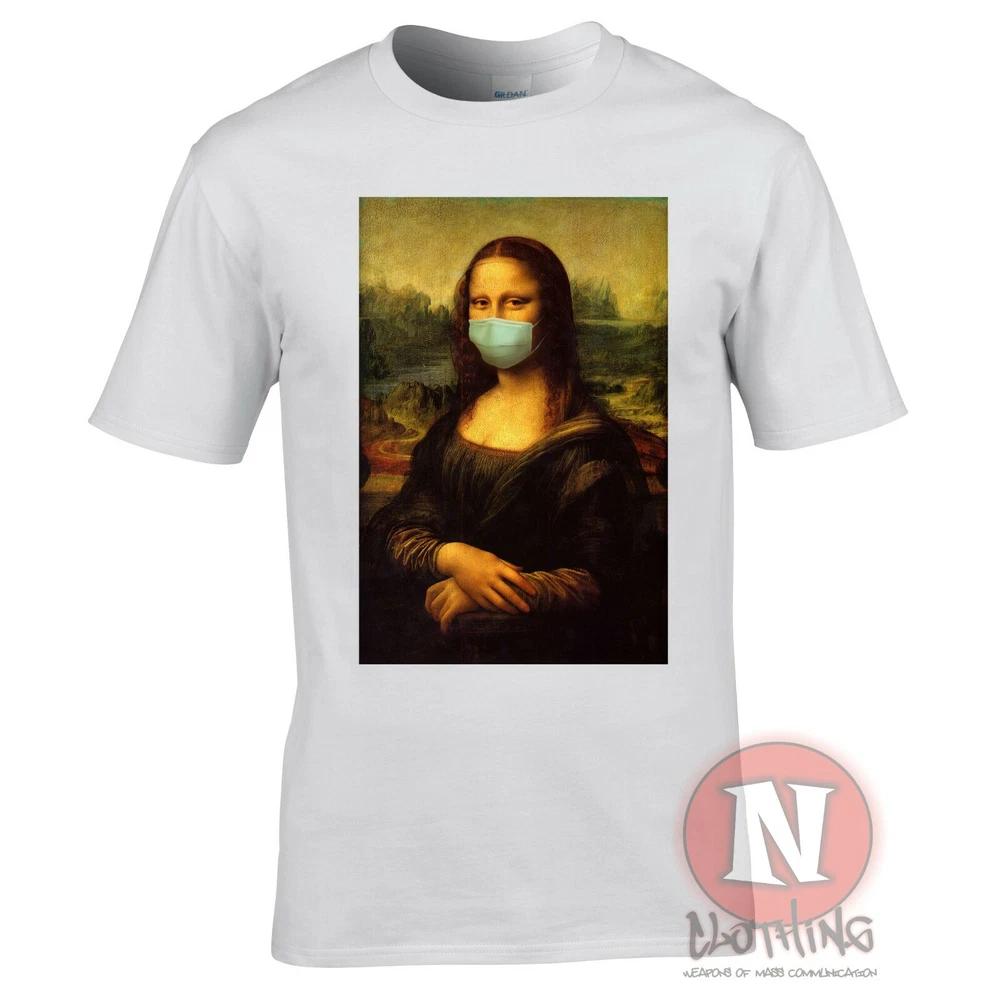 Mona Lisa Face Mask TShirt Aesthetic Vaporwave Classic Art Socially Aware Tee 2XL