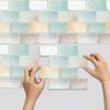 Beige Modern PVC On Wall Decals for Kitchen Walls Waterproof Minimalist Brick Pattern 28.5 28.5 26cm 10pcs Set
