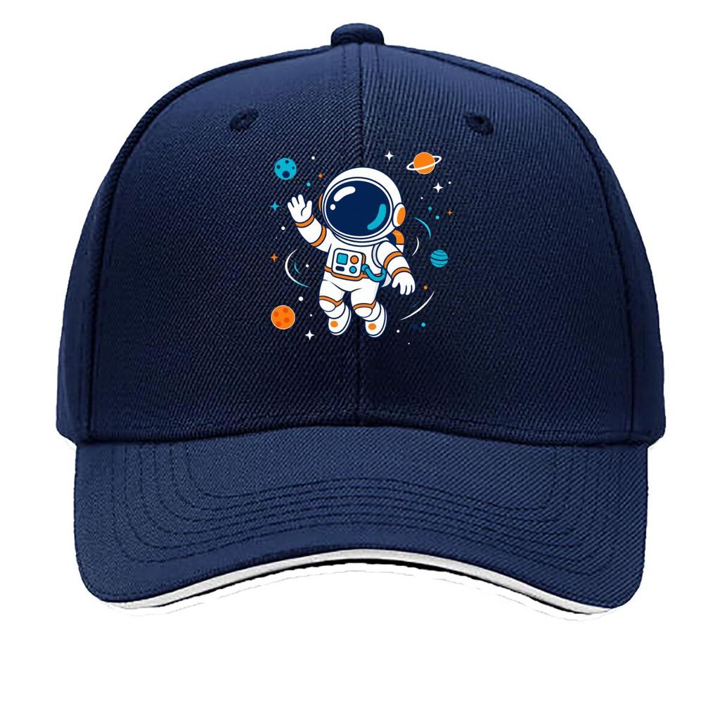 Playful Space Explorer Cartoon Badge Sandwich Baseball Cap Sun Cap Outdoor Workouts Hat
