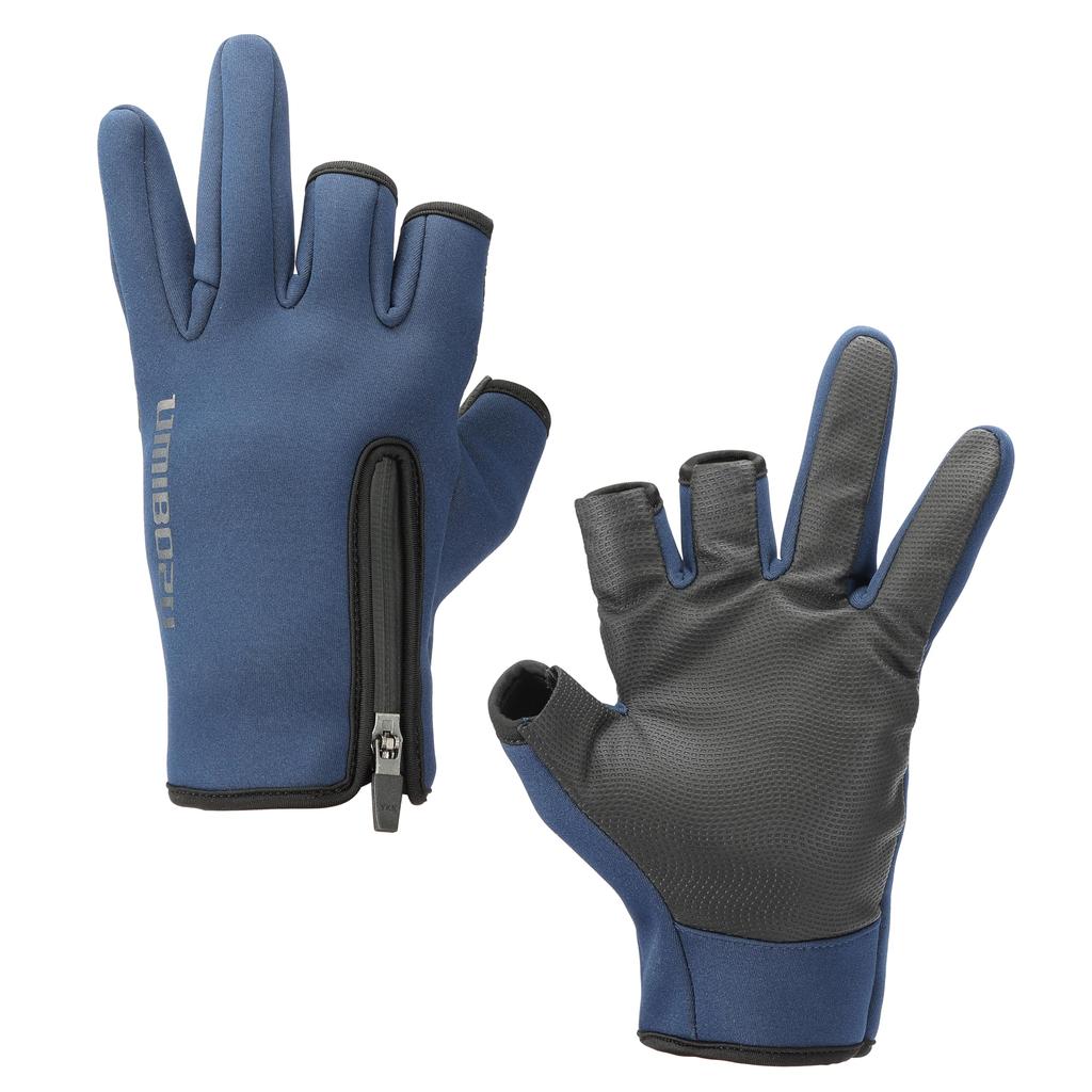 Umibozu Fishing Winter YKK Waterproof Fleece Lining Gloves, Warmth, Zipper, (Size M, Navy)