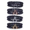Newest Selling 2PCS Beads Natural Lava Stone Bracelets for Women Micro Pave Cz Ball Charms Bracelet Jewelry
