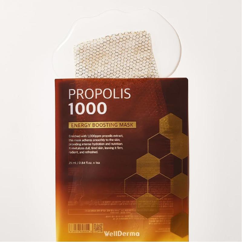 WellDerma Propolis 1000 Energy Boosting Sheet Mask 25mlX5 EA