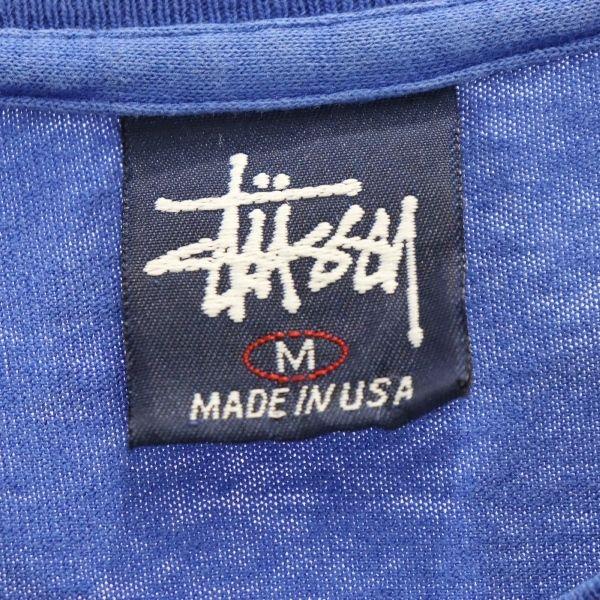 STUSSY 90s Navy blue tag Made in USA Print Short sleeve T-shirt M Blue Men's Used