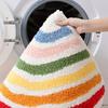 Fluffy Rainbow Bath Rug, Semicircular Polyester Knit Fabric Bath Mat, Absorbent Bathroom Carpet, Fluffy Plush Winter Decor Decoration