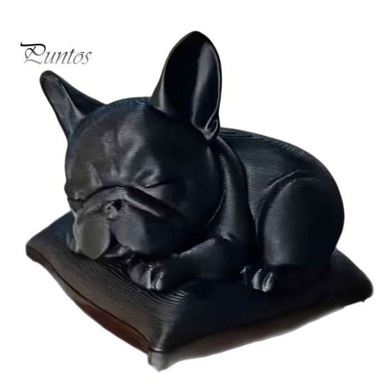 White Bulldog Model for Painting Sleeping French Figurine, 3D Printed Small Dog Statue, Cute PLA Animal Sculpture Home, Office, Desktop, Car Dashboard