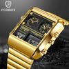 FOXBOX Men's Dual Display Digital Quartz Watch Multi-Function Sports Waterproof Wristwatch Fashion
