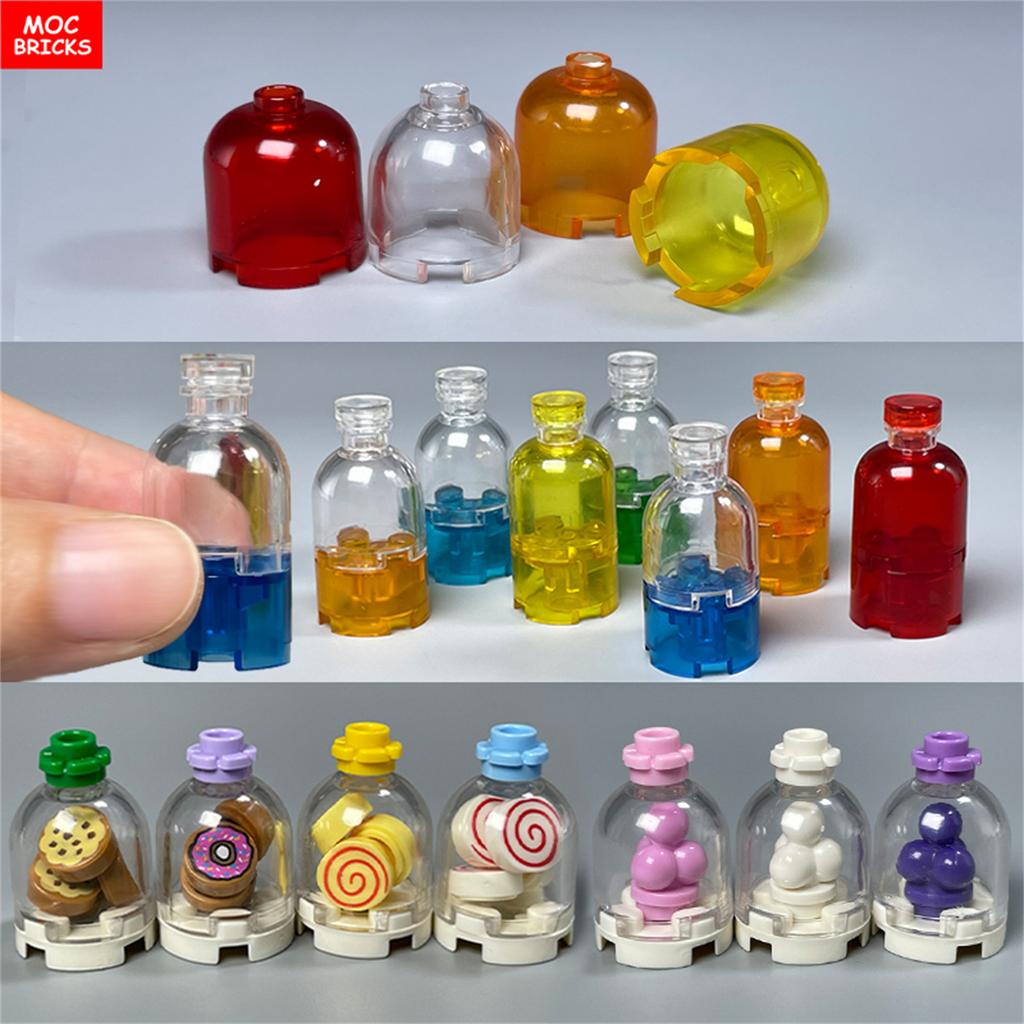 MOC Bricks Transparent Container Drinking bottle 30351 Water Playthings Round 2x2x1 Dome Top-Hollow Stud Constructing Blocks Kids Toys