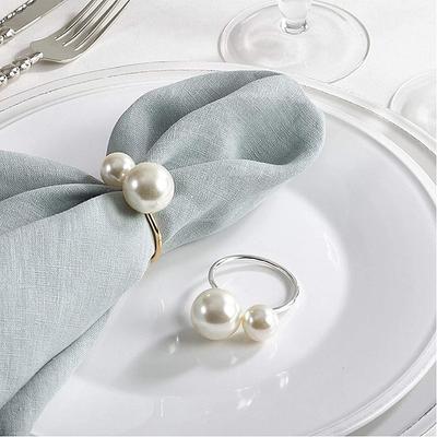 Elegant Pearl Napkin Ring Gold Metal Design Dining Accessory Suitable for Christmas Dinner Table Setting Party Celebration Gift