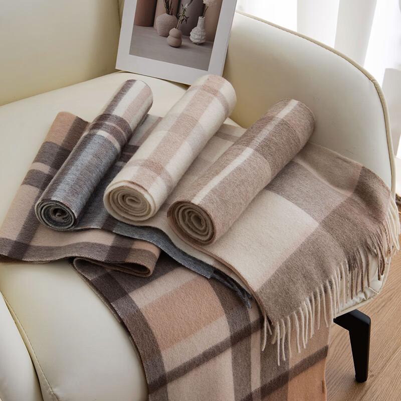 DayApril Women's Thickened Plaid 100% Wool Scarf