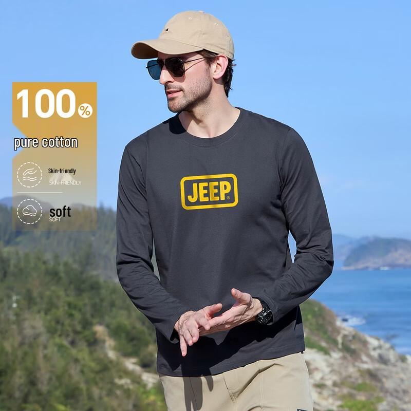 JEEP Men's Pure Cotton Long Sleeve T-Shirt