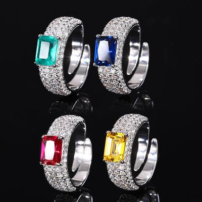 Color Joya Tesoro Alto Carbon Simulación Color Tesoro Anillo Pequeño Fresco 6 * 8