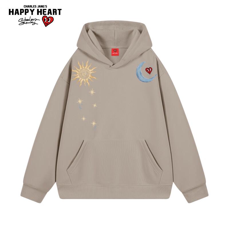 Charles Heart Mikina s kapucí s potiskem Slunce a Měsíce unisex