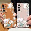 Flowers Case For Samsung Galaxy A56 A55 A54 A16 A36 A25 A15 A34 5G S25 S24 S23 Ultra Plus S24 FE Leather Texture Silicone Cover