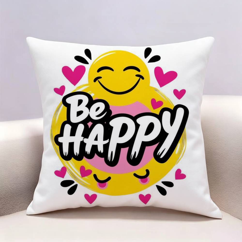 Smile Cartoon fun cute Doublesided print Pillow Case Pattern Printed Pillowcase For Living Room Sofa Cushion Cover