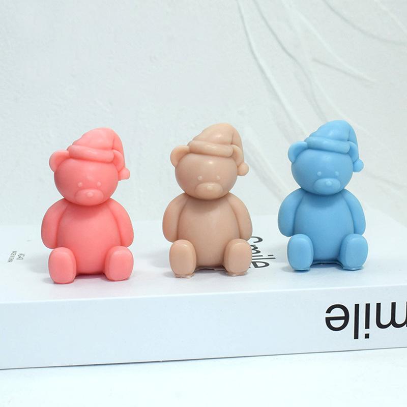 Silicone Bear Candle Silicone Mold 3D Cute Animal Bear Soap Plaster Resin Crafts Cement Mold DIY Ice Cube Making Tools Home Gift