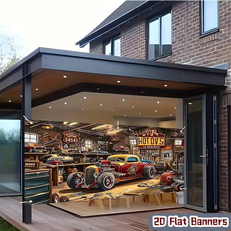 1 Set of 2D Flat Photography Booth Props, Classic Car Scene Backdrop Cloth, Party Activities and Home Decoration