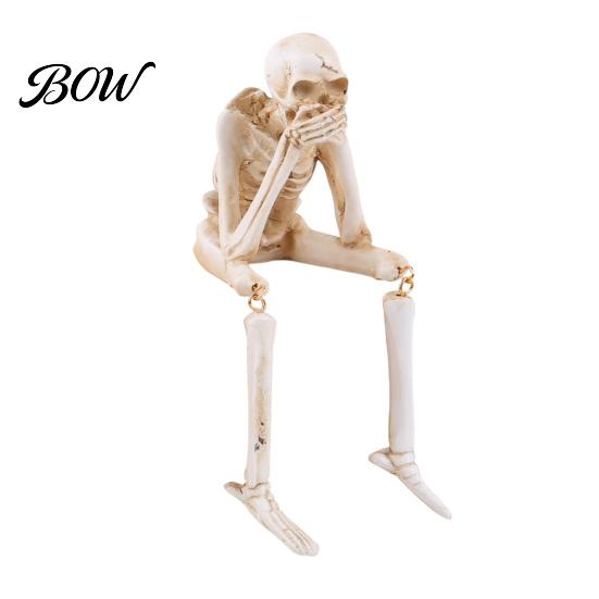Spooky Halloween Party Supplies Skeleton Statue, See Speak Hear No Evil Figurines, Unique Statue Collectible Skull Decoration for Indoor Mantel Table