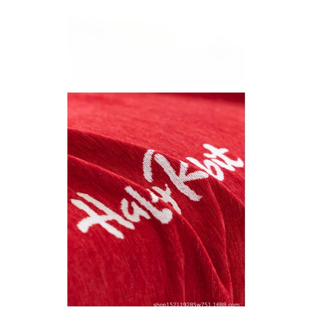 Sofa Cushion Cover Cloth Towel Simple Red Festive Chenille Cartoon Full Package Anti Slip Universal Decorative Cushion Blanket