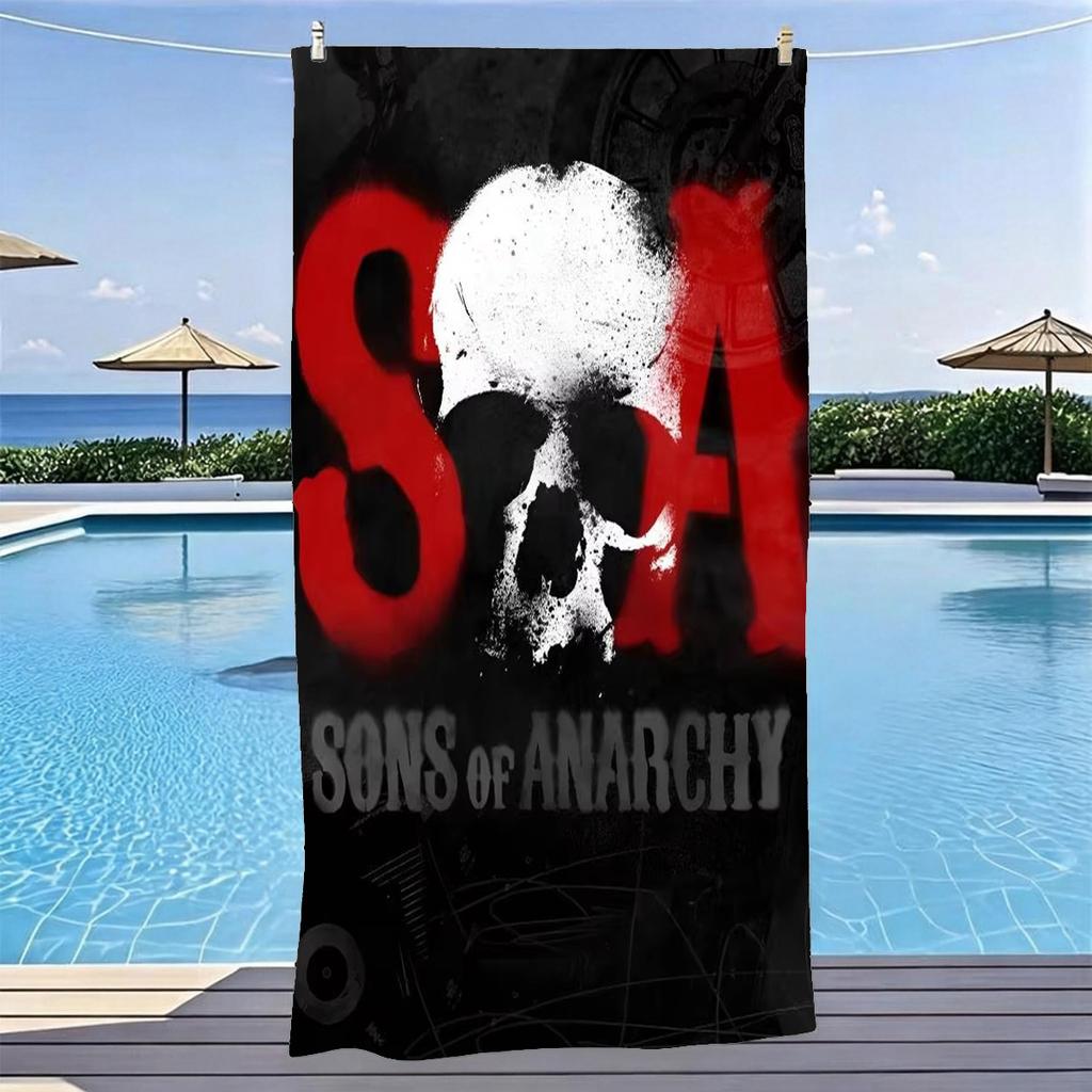S-Sons of Anarchy SA Beach Towel Microfiber Quick Dry Motorcycle Drama Bath Towel For Pool Beach Travel Biker Series Fans Gift
