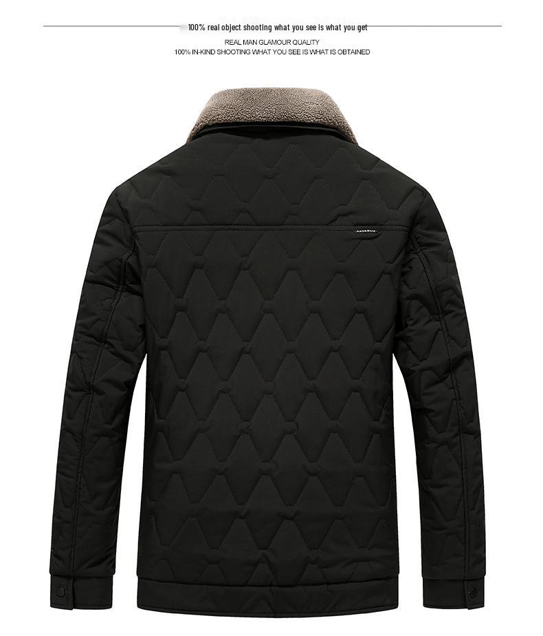 Men's Winter Cotton Jacket with Detachable Fur Collar - Warm, Versatile, Dad's Casual Wear for Cold Weather