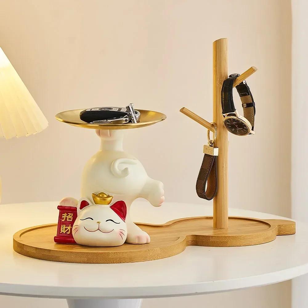 Creative Cat Storage Tray Figurine Modern Style Home Decor Desktop Ornaments Animal Sculpture Living Room Accessories Crafts