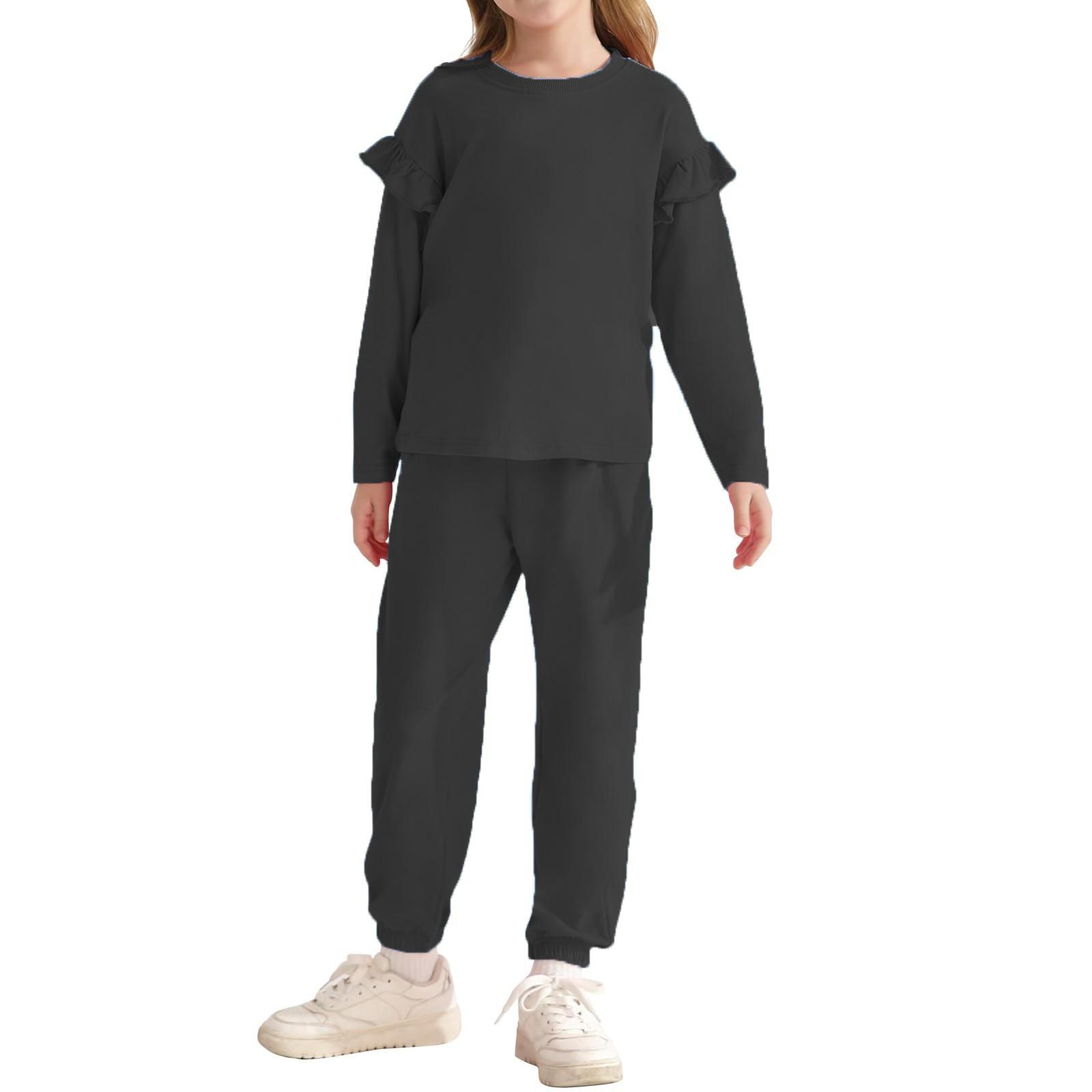 

Весенний комплект для мальчиков и девочек из двух предметов: топ с длинными рукавами и штаны S чёрный