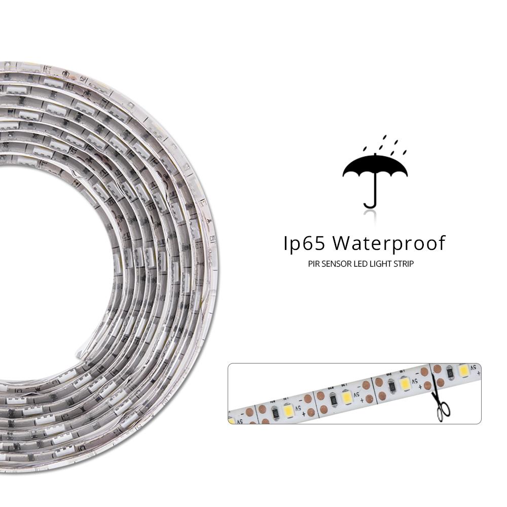 1-5m PIR Motion Sensor LED Strip Lights IP65 Waterproof DC 12V Diode Tape Auto On/Off Stairs Wardrobe Closet Kitchen Light