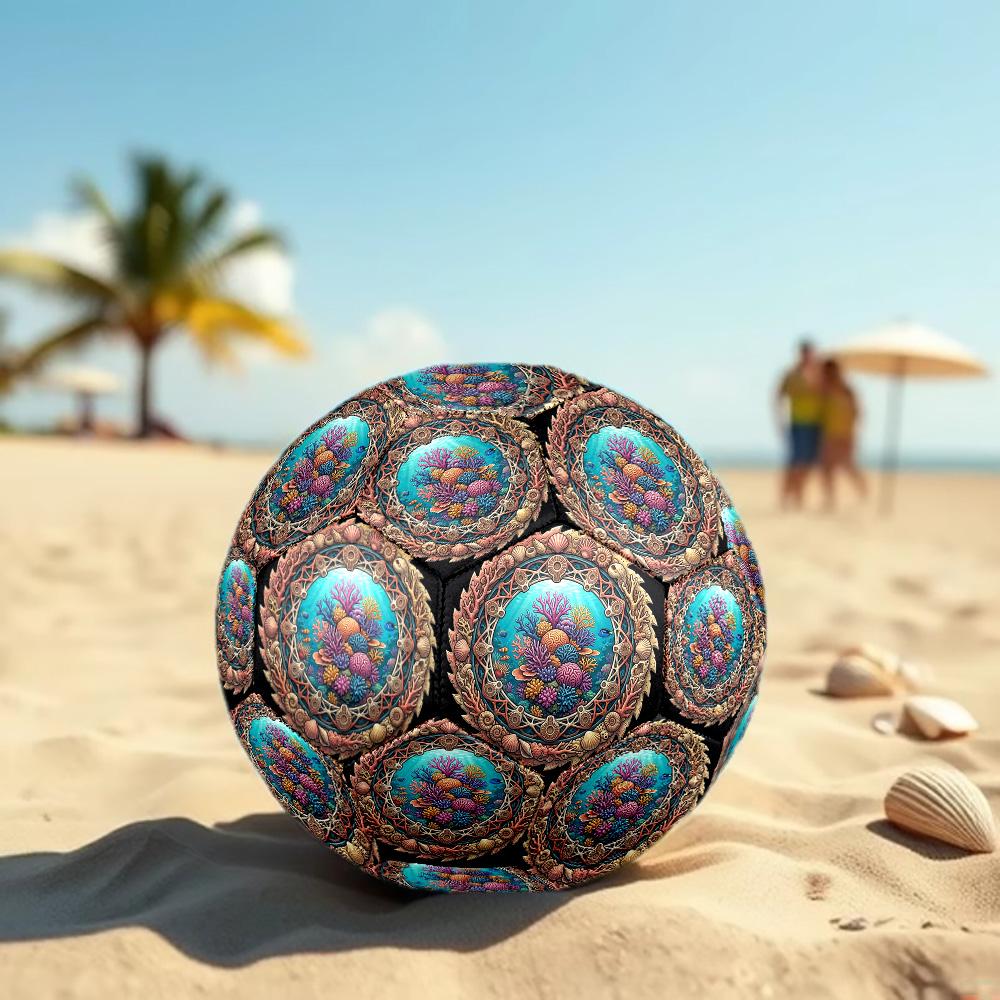 Underwater Coral Reef Scene Round Football Size 5 Adult Ball Suitable for Training Matches and Outdoor Team.