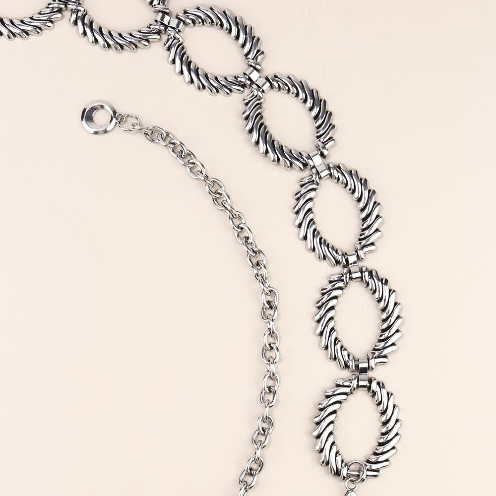 Waist Chain Women'S High Sense Women'S Retro Silver With Skirt Metal Chain Belt Waist Chain