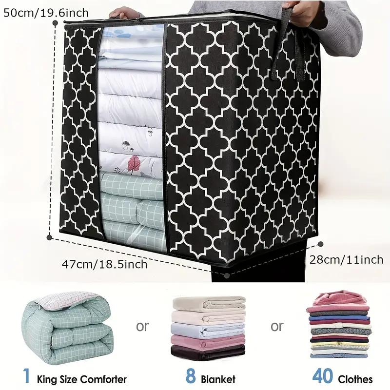 3pcs Non-woven Clothes Storage Bags, Cotton Quilt Storage Bags, Large Capacity Clothing Moving Luggage Packing Bags