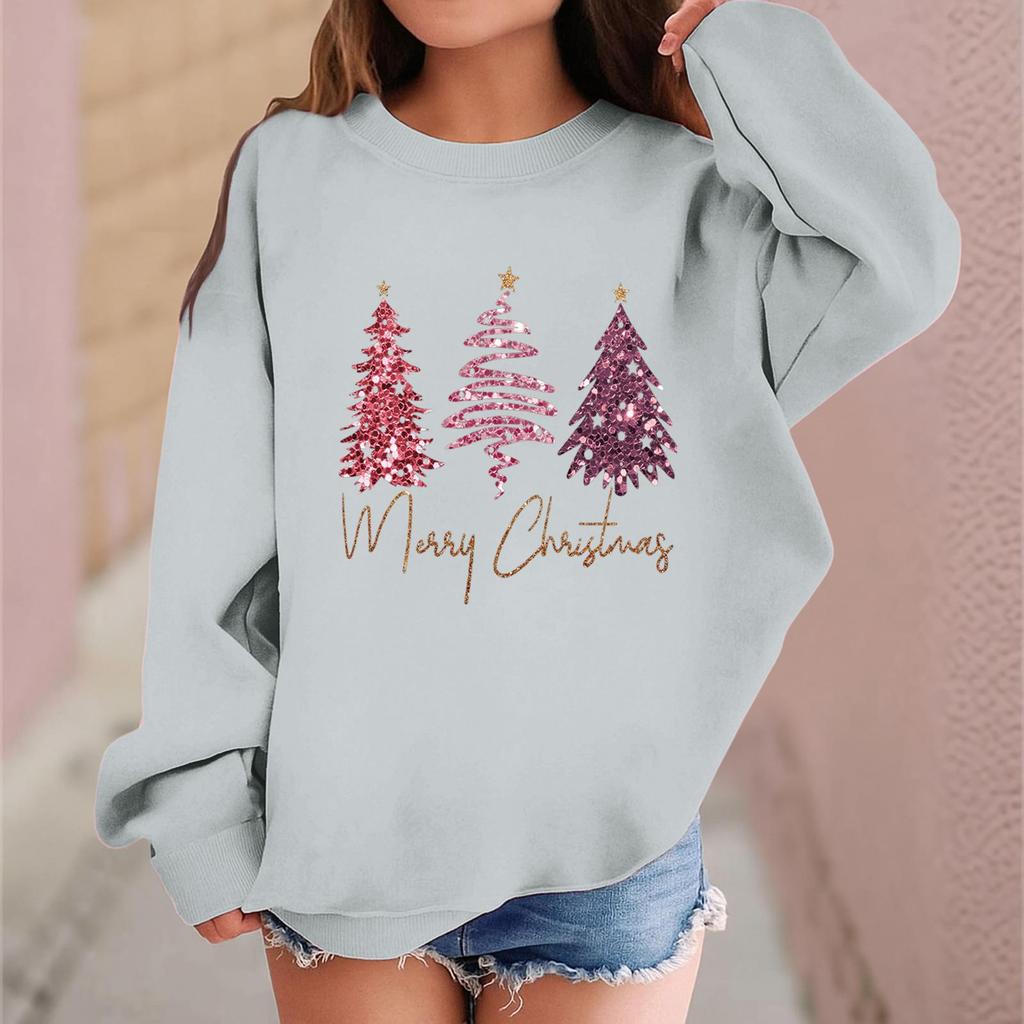 Children's Fashionable Casual Long-sleeved Loose Christmas Print Pullover Sweatshirt