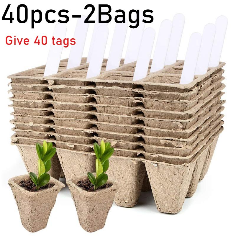 10Cells Biodegradable Paper Pulp Seed Starter Tray Nursery Pots Eco Friendly Seedling Growing Cups Gardening Planting Supplies