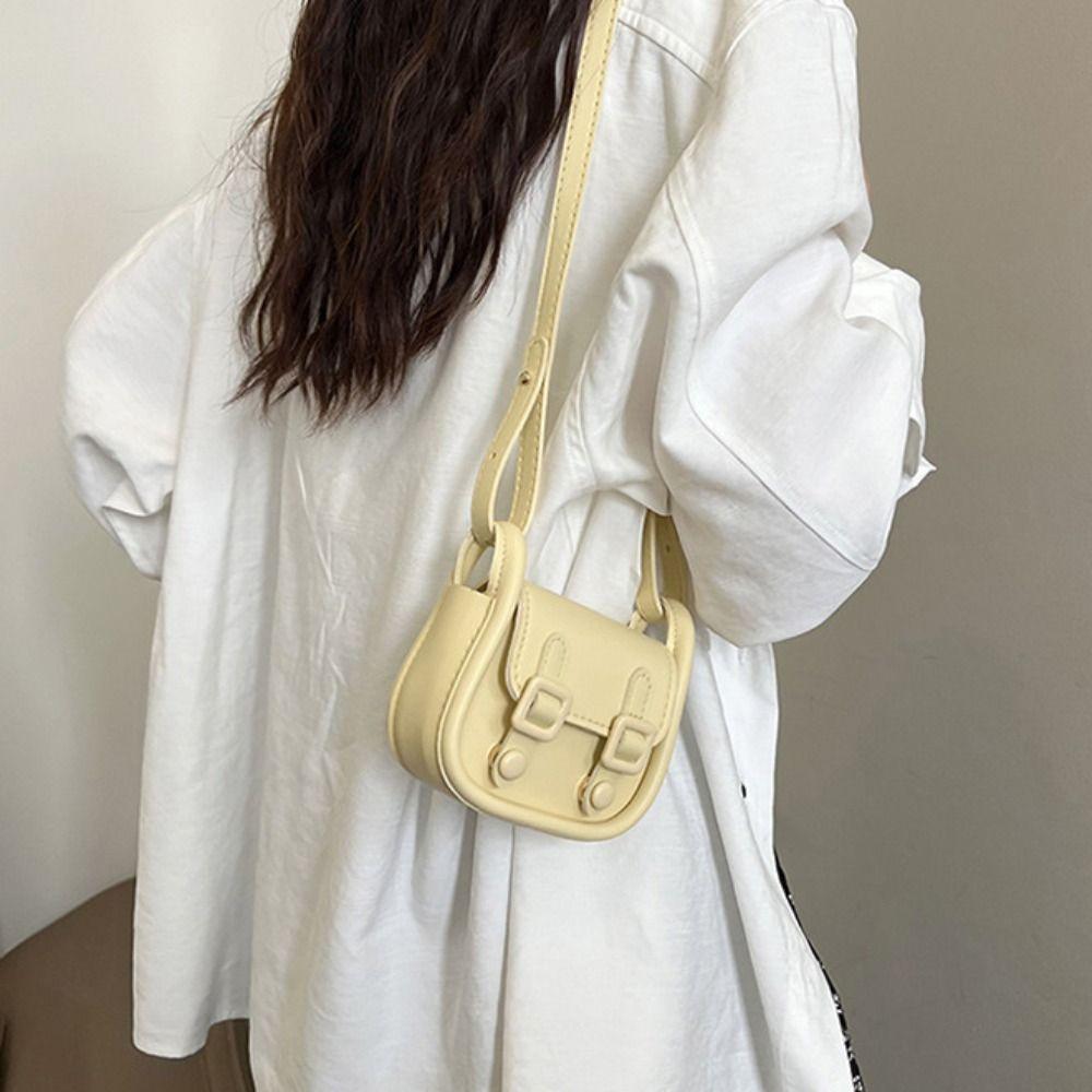 Candy Color Small Square Bag Elegant Lipstick Bag Casual Mini Saddle Bag Daily