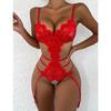 Hot Erotic Sexy Lingerie Set Women Push Up Bra Garter Set Lace Backless Straps Transparent Underwear Sets Plus Size Lenceria