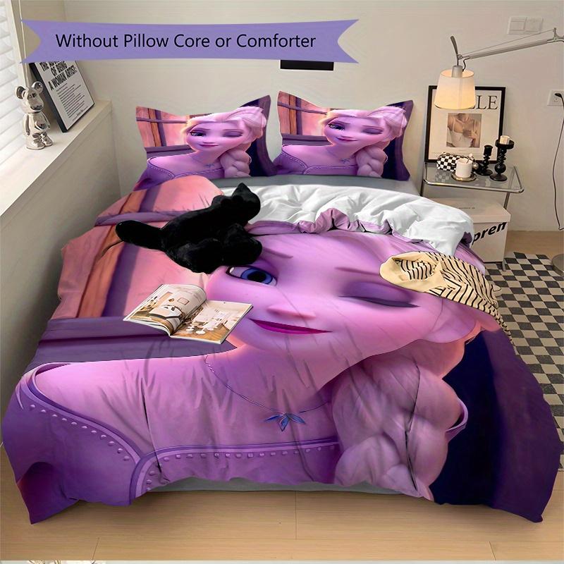 3pcs Lovely Princess Elsa Bedding Set - 1 Soft Quilt Cover + 2 Pillowcases, Machine Washable - Suitable for All Seasons, Perfect Gift for Family