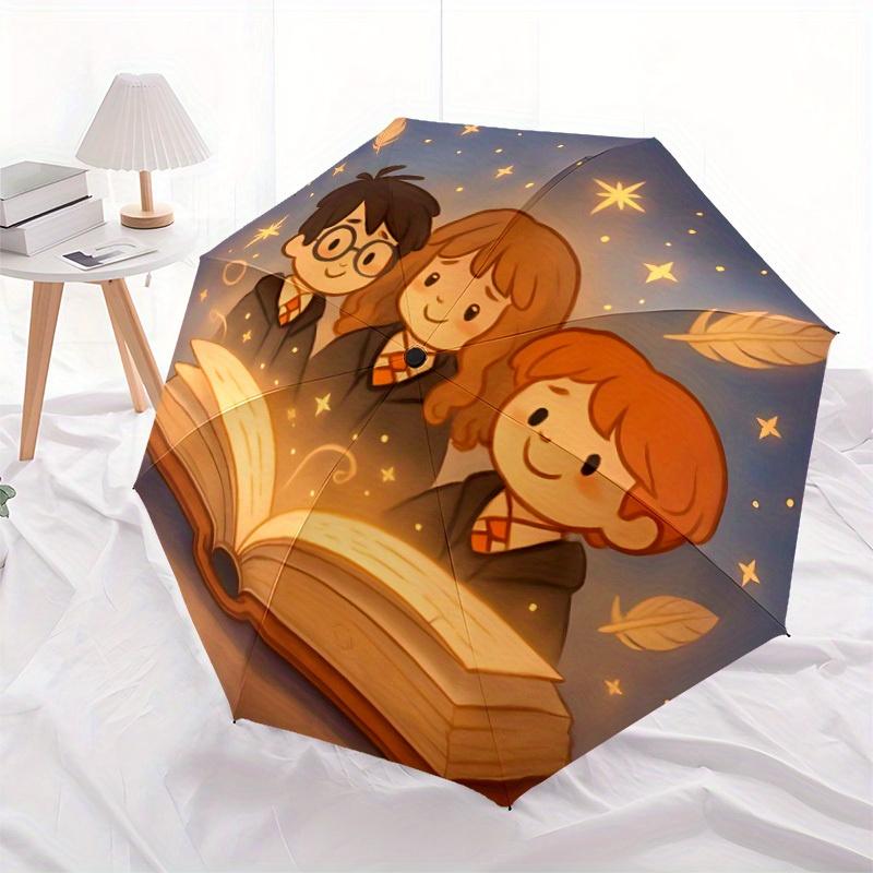 Harry Potter Magic Friends Automatic Open/Close Umbrella   Compact Travel Umbrella, 8 Rib Heavy Duty Construction, Ideal Gift, 141