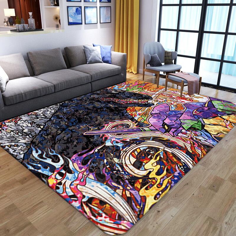 Living Room Printed Carpet, Household Bedroom Printed Blanket, Long European Style Full Floor Mat Foot