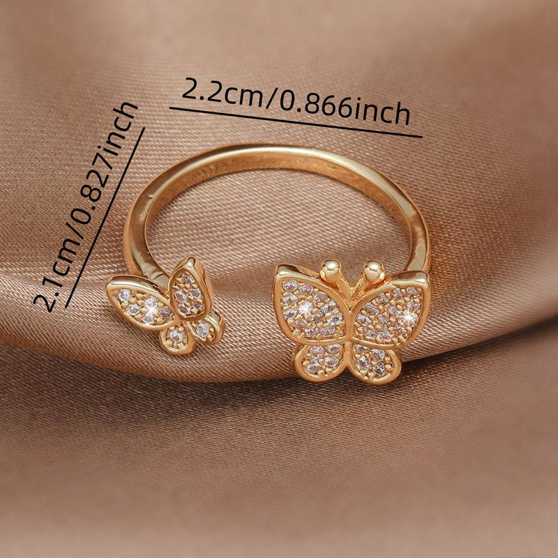 SCIONE New Fashion Butterfly Ring Ladies High-grade Luxury Zircon Butterfly Opening Forefinger Ring Jewelry
