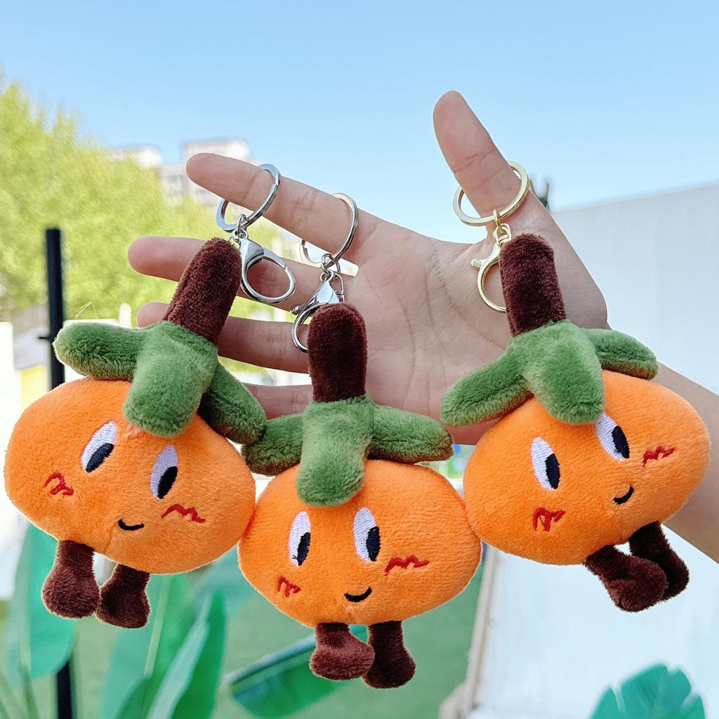 Persimmon Ruyi Plush Pendant: Creative Cartoon Fruit Keychain & Bag Accessory
