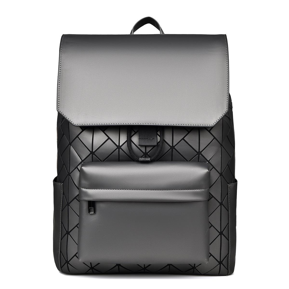 

Diamond Men s Backpack Street Trend College Students High School Students School Bag Men s Computer Riding Reflective Backpack серый