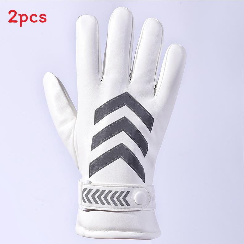 

Mens Pu Insulated Gloves With Geometric Print For Winter Cycling And Travel белый