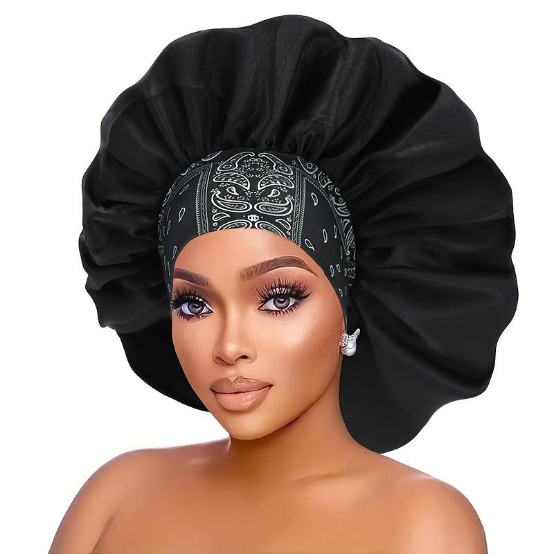 

2/1PCS Paisley Pattern Wide-edge Elastic Comfortable Silk Fiber Fabric Women s Colorful Sleep Cap for Curly and Straight Hair Girls Shower Cap 1 PCS чёрный