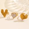 Stylish Valentine's Day 18K Gold Plated 304 Stainless Steel Open Adjustable Heart Rings For Women Gift 16.9mm(US Size 6.5)