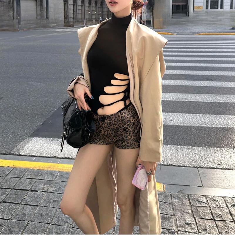 Europäischer und amerikanischer Retro Spicy Girl Langarm-Rollkragen-Ausschnitt Damen Slim-Fit Schlankmachendes Oberteil